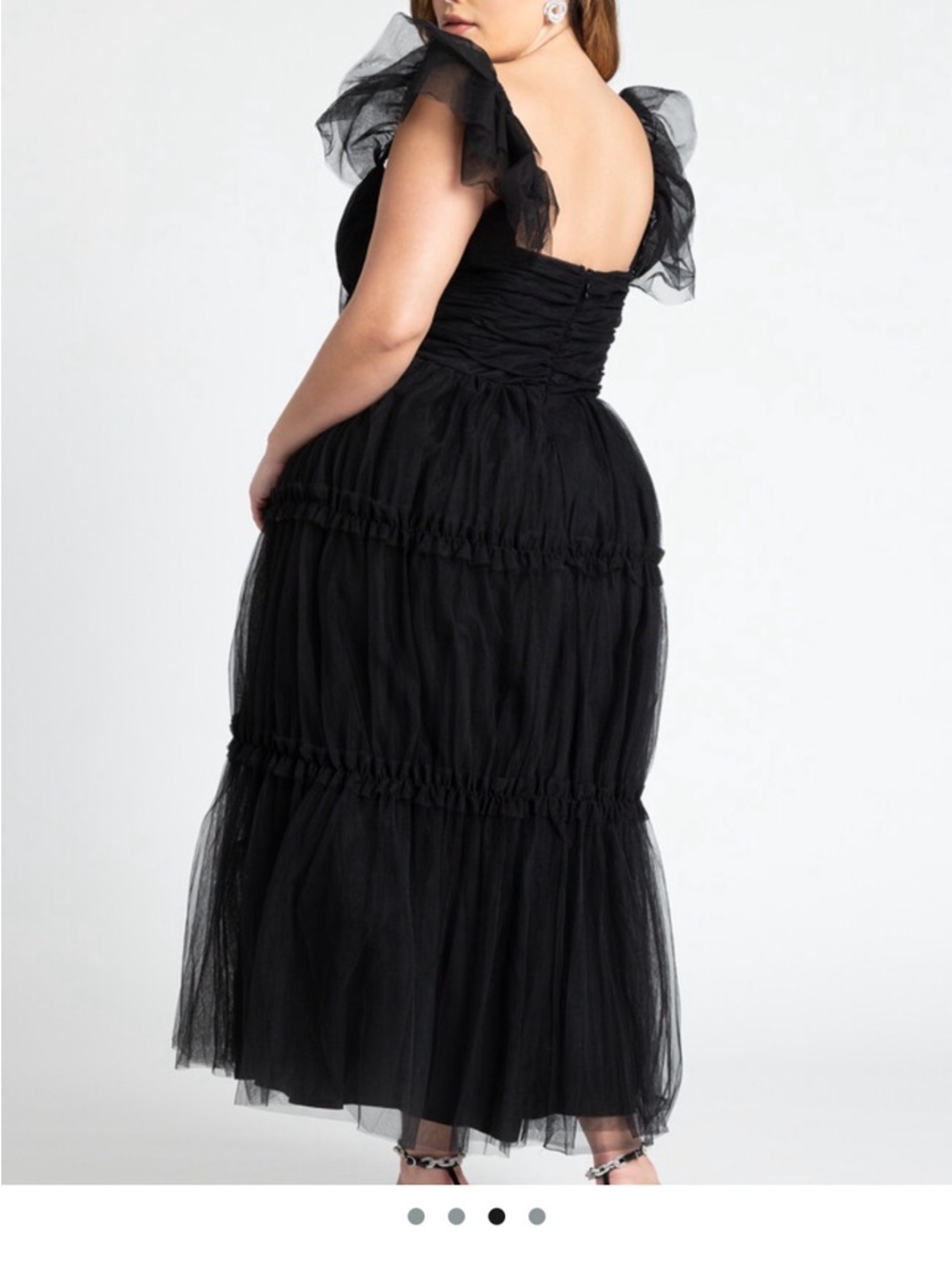 Eloquii Black Fluttery Tiered Tulle Dress - Picture 9 of 14